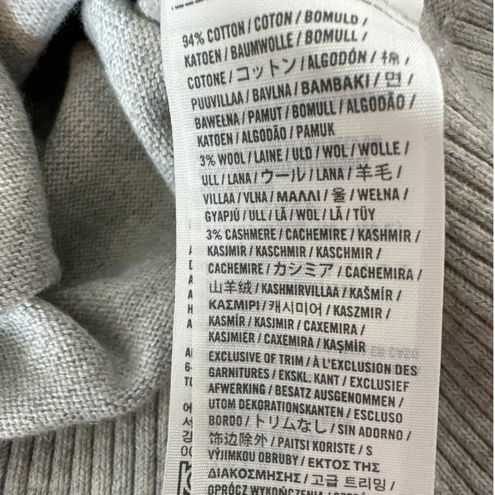 Abercrombie & Fitch Muscle Fit Sweater Gray V-Neck Cashmere Blend Logo XXL